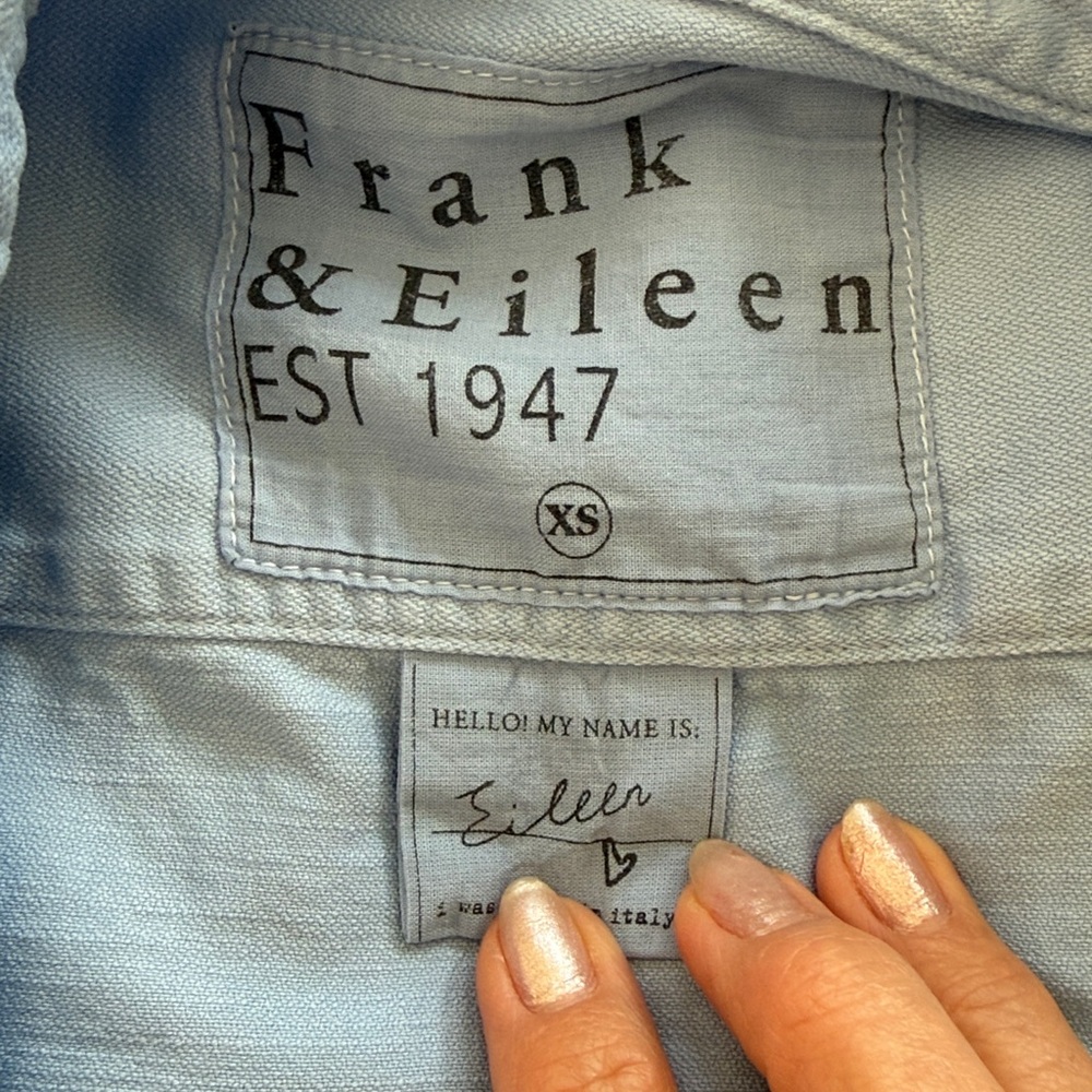 Frank & Eileen blue famous denim Eileen shirt size XS - Picture 7 of 8